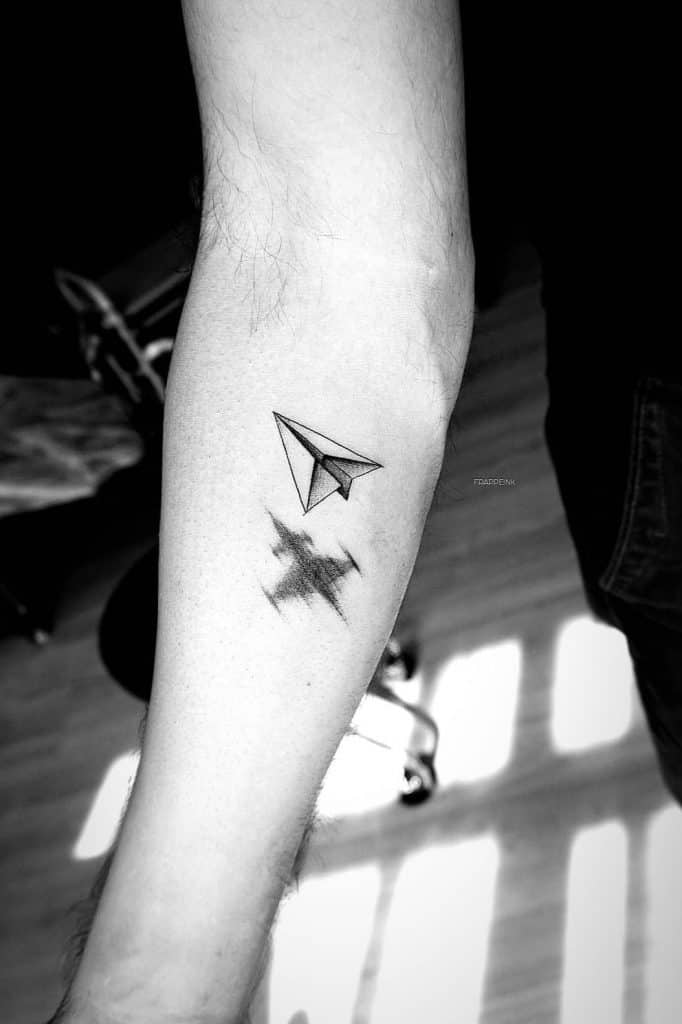 Tattoo uploaded by Kat • Paper airplane #Paperplane #paper #airplane  #minimalist #minimalistic #blackink #tattoo #minimaltattoo • Tattoodo