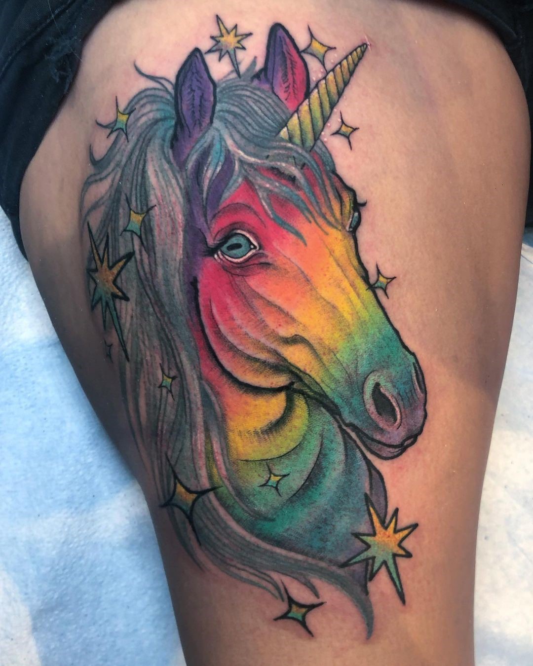 Unicorn tattoo by Sol Amstutz at Dreams Collide Tattoo in Lancaster, PA  #evamigtattoos #tattoo - Imageix
